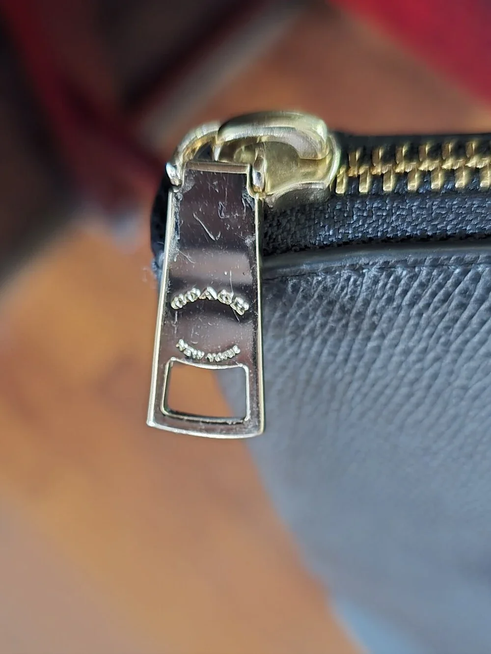 Coach Black Leather Tote with Gold Accents